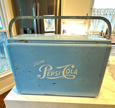 Vintage Pepsi-Cola Metal Cooler Blue picture