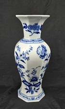 Rare Vista Alegre Portugal Margão Tome 12” Blue & White Porcelain Octagonal Vase picture