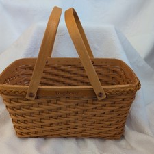 NIB Longaberger 2000 Founder’s Market Basket Woven Signed To Dad With Love picture