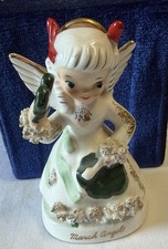 Vintage Napco March Birthday Girl Angel Shamrock Spaghetti St Patrick Figurine picture
