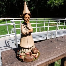 Tale Hand Painted Resin Signed 1977 Gnome Figurines Pair, Multicolor picture