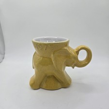 FRANKOMA POTTERY Elephant Mug 1975 Political GOP Collector Series Yellow picture