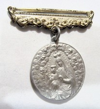 1890s antique catholic Saint Mary Lady Mt Carmel 48 mm large medal 54370 picture