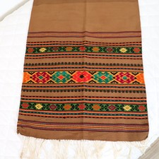 Vintage Handwoven Rug 23x33 Fringe Oaxaca Zapotec Mexico Design Vibrant picture