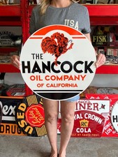 Vintage Style Metal Sign Hancock Gasoline NOT Porcelain 20x20 Made USA picture