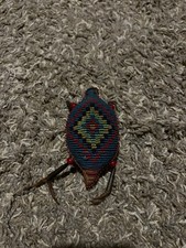 Authentic Plains Indian style beaded turtle amulet/ umbilical cord fetish picture