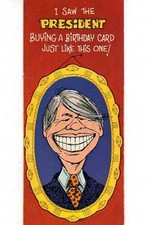 VINTAGE PRESIDENT JIMMY CARTER COMIC BIRTHDAY GREETING CARD AMBERLEY CARDS ~1978 picture