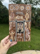 Vintage Australian Aboriginal Art Bark Painting “Jinang Tribe”Jesus Mary Joseph picture