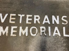 ANTIQUE US ENAMEL LETTERS PORCELAIN  VETERANS MEMORIAL  picture