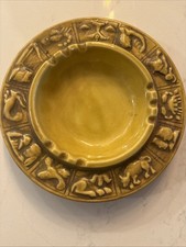 Vtg 70s Ceramic Pottery Zodiac Horoscope Astrology Ashtray Home Decor MCM Signed picture