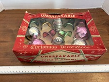 Vintage Bradford Christmas Tree Ornaments 12 Piece Unbreakable Original Box picture