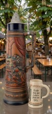 Stein Handpainted 3L Post '49 Original Gerzit, Mold9 relief Lid intact +Small on picture
