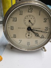 Antique H.A.C. Goliath Repeater Mechanical Alarm Clock Art Deco German Large picture