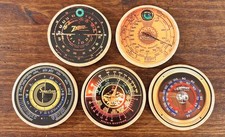 New Set of 5 Old Antique Wood Vintage Tube Radio Dial Coasters - Zenith Crosley+ picture