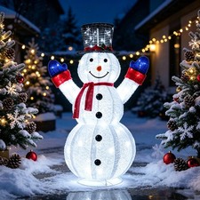 Christmas Snowman Decorations, 4FT Pre-Lit 120 LED Lighted Collapsible Snowman picture