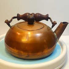 Copper Stove Top Tea Kettle, Round, Includes Lid & Handle, 1 Item picture
