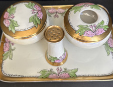 Antique M Z Royal Austria Porcelain Vanity Dresser Set Gold Hand Painted Bavaria picture