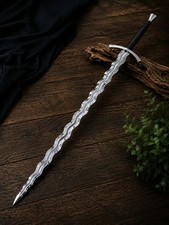 Handmade Flamberge Sword Carbon Steel Wavy Blade Rosewood Handle Best Gift picture