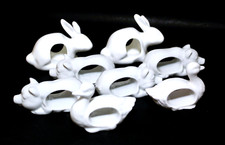 Napkin Ring Holders Figural Pig Duck Bunny White Porcelain Set 8 picture
