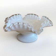 Fenton Silvercrest Milk Glass Pedestal/Footed Candy Dish Bowl picture
