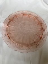 Vintage 1930s Jeannette Pink Depression Glass Cake Plate Cherry Blossom 10.25” picture