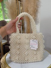 Lulu Townsend Off-White All-over Faux Pearl Beaded Tote Bag Handbag picture