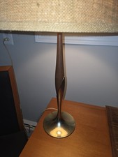 Tulip Base Walnut and Chrome Mid-Century Modern Table Lamp picture