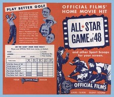 1948 ALL-STAR GAME - OFFICIAL FILMS 4-PAGE FLYER - DIMAGGIO - WILLIAMS - MUSIAL picture