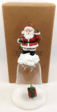 Vintage 1996 Avon Santa Holiday Glass Bell Christmas Ornament With Original Box picture