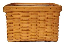 Longaberger 2000  Large Slant Newspaper Magazine Basket w/plastic divided liner picture