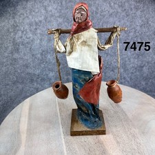 Vintage Mexican Folk Art Paper Mache Woman Water Carrier Figurine 12 Inch picture