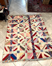 Stunning Antique/VTG/30's Alabama Quilt HandStitch 73”x61”free post picture