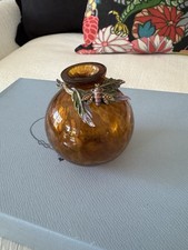 Jay Strongwater Short Round Brown & Gold Bee Embellished Bud Vase picture