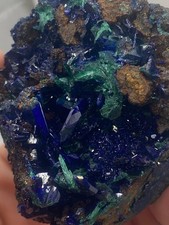 Deep Blue Azurite Crystals on Malachite picture