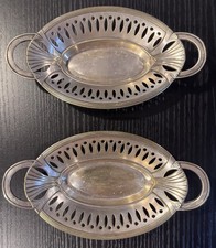 2 x Vintage OX WMF I/O Silver Plated Trinket Dishes Trays 6.75” x 3.5” picture