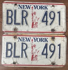 1986-2000 New York NY Liberty License Plate Set/Pair Tag BLR 491 picture