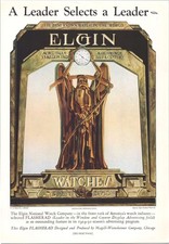 1929 Elgin Watch Flasherad Flashing Sign Vintage Print Ad Art Father Time picture