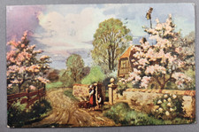 Vtg Postcard 1911 Country Lane Springtime Flowers Trees Art Fullerton Nebraska picture