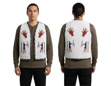 Old American Sioux Style Fully Beaded Front and Back Powwow Vest FV269 picture
