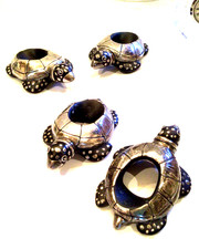 EMILIA CASTILLO STERLING NAPKIN RINGS SET OF 4 TURTLES NEIMAN MARCUS NEW picture