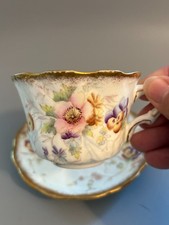 Antique Redfern Drakeford Pansy Teacup Saucer Set Gold Gilt RD 322753 England picture