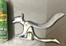 Vintage Squirrel Figural Nutcracker chrome GUARANTEED TO CRACK YOUR NUTS   6” picture
