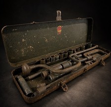 Vintage Duro-Chrome Socket Wrench Set 19” Metal Case Antique Industrial Decor picture