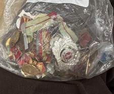 Vintage Mixed Lot of Damaged Russian Soviet Era Enamel Pins, Medals  USSR, CCCP picture