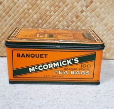Vint. McCORMICK  BANQUET ORANGE PEKOE TEA 100 BAGS  TIN (Tbx62) picture