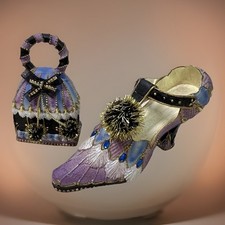 VTG Ashton-Drake Heirloom Collection Miniature Shoe Purse Figurine Pompom Decor picture