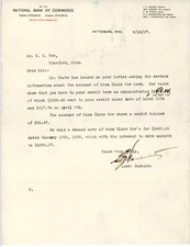 1907 National Bank of Commerce Letter Hattiesburg, Miss signed R. C. Hauenstein picture