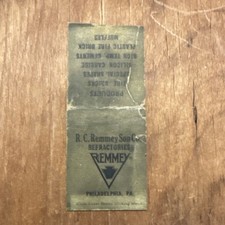 Vtg R.C. Remmey Sons Refractories Ad Matchbook Philadelphia PA Collectible G picture