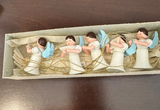 Selffener Kunsthandwerk German Christmas Ornament White 5 Angel Singing Set New picture