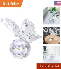 Lifelike Clear Crystal Butterfly with Ball Base - Collectible Glass Ornament picture